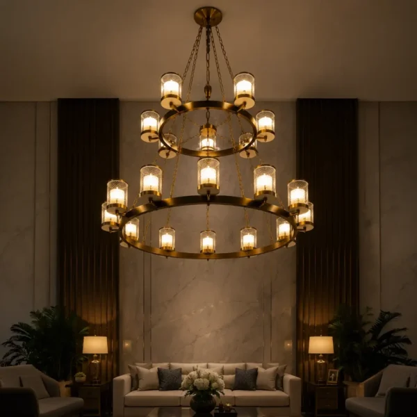 Black Wagon Wheel Duplex Chandelier