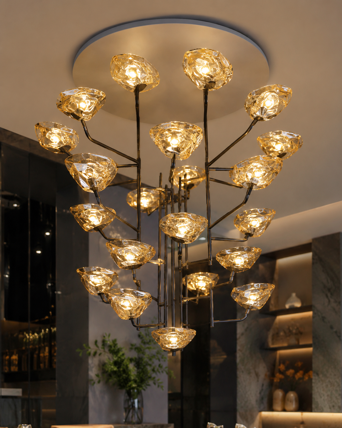 Leaf hanging double height chandelier - Image 3