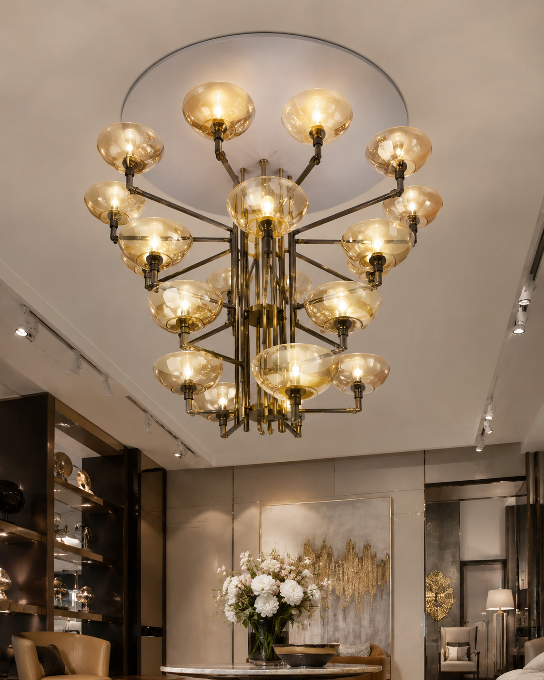 Leaf hanging double height chandelier - Image 5