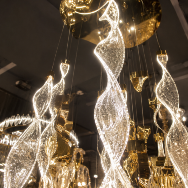 twisted acrylic glass chandelier