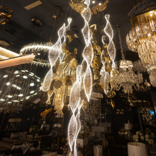 twisted acrylic glass chandelier