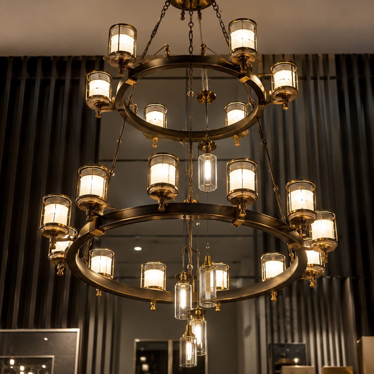 Black Wagon Wheel Chandelier - Image 2