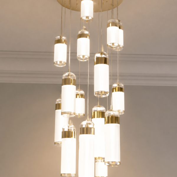 Multi-Light Frosted Glass Cylinder Cluster Chandelier