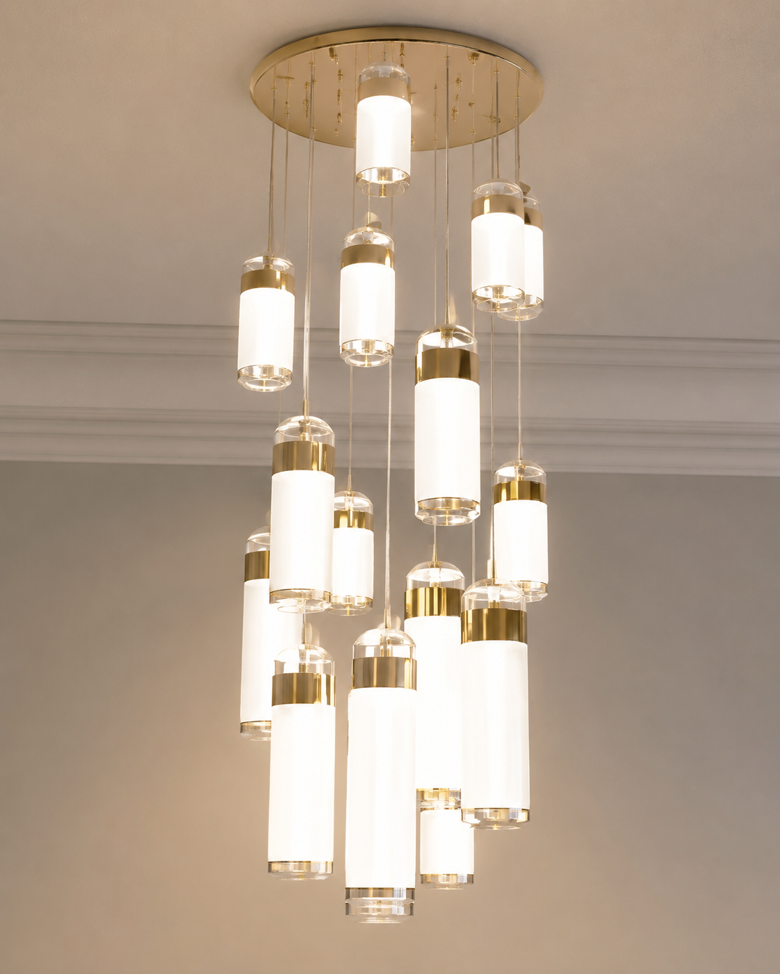 Multi-Light Frosted Glass Cylinder Cluster Chandelier - Image 2