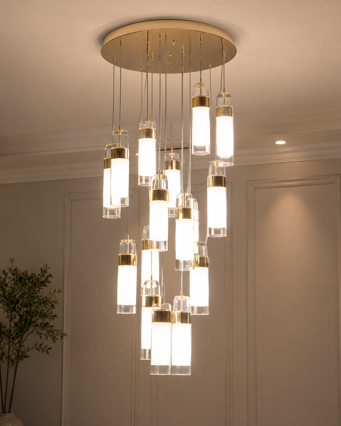 Multi-Light Frosted Glass Cylinder Cluster Chandelier
