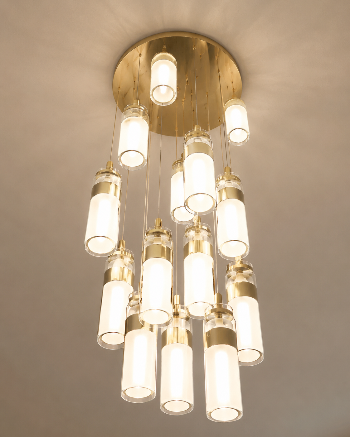 Multi-Light Frosted Glass Cylinder Cluster Chandelier - Image 5