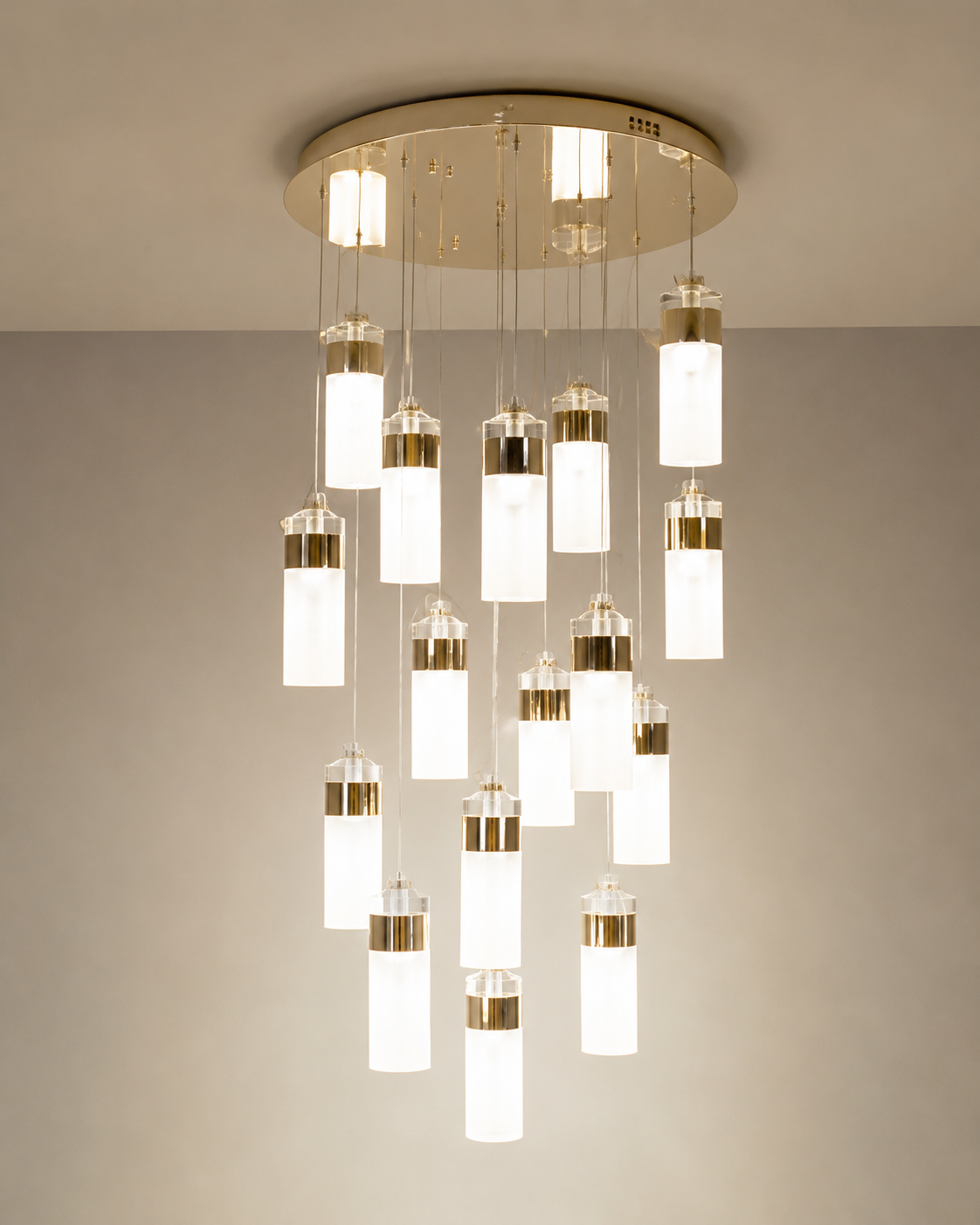 Multi-Light Frosted Glass Cylinder Cluster Chandelier - Image 3