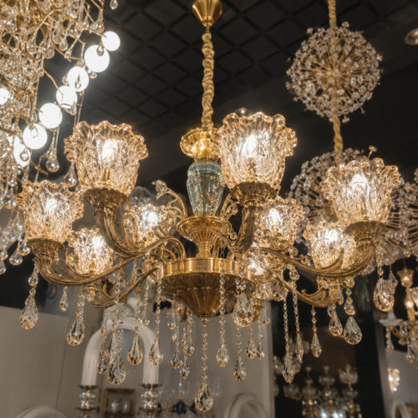 Leaf Hanging Double Height Chandelier