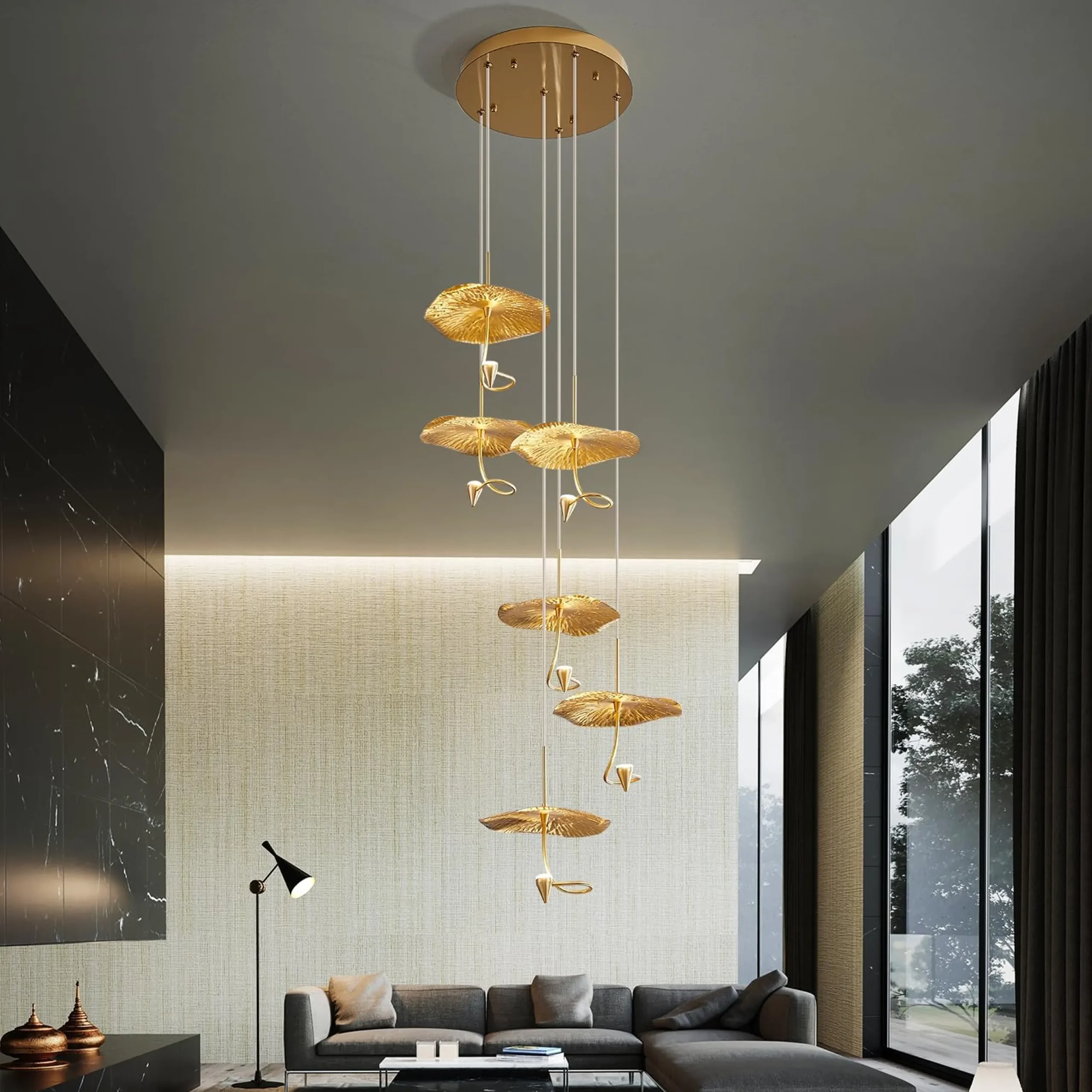Gold Leaves Flush Mount chandelier - Image 4